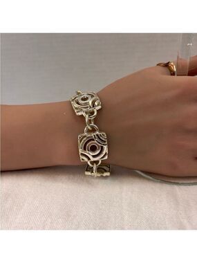 Liz Claiborne Silver Cuff Bracelet with Openwork Design